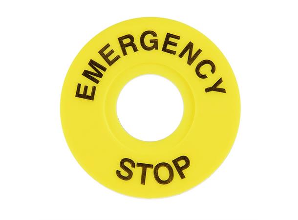 HarmAtex Label: EMERGENCY STOP Yellow/Black  (60 diam)