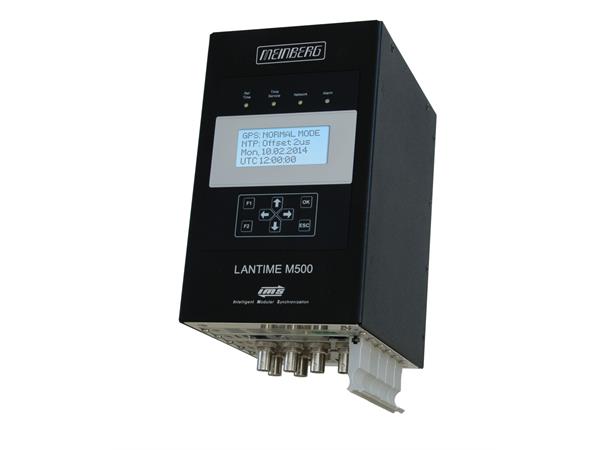Meinberg LANTIME M500 DIN-mount Modular chassis. LCD and Error relay.