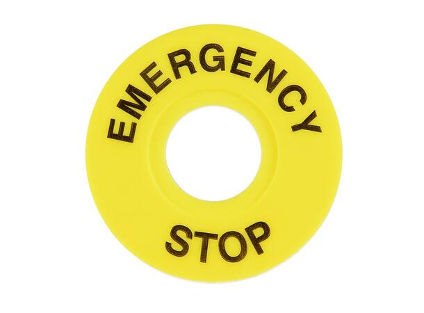 HarmAtex Label: EMERGENCY STOP D48 Yellow Background