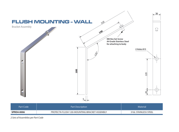 Chalmit Flush Mounted Wall Bracket Assy For PRGE Protecta