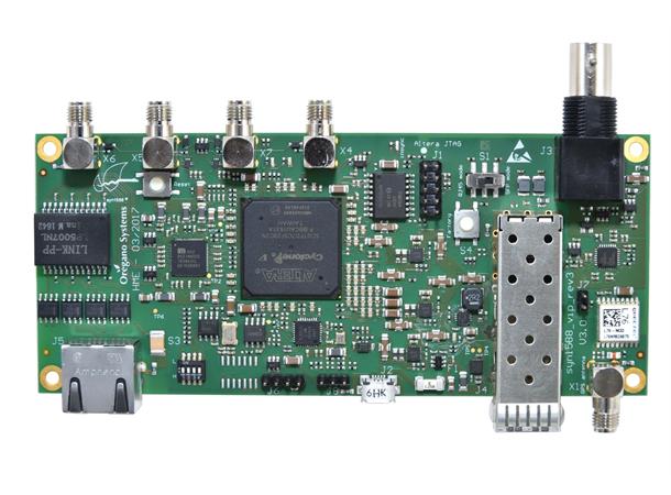 Oregano syn1588® VIP Evaluation Board-3 SFP, RJ45, GPS antenna.