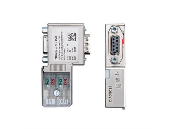PROFIBUS Connector 90° w. diagnostic LED for solid/flexible cables, with prog.