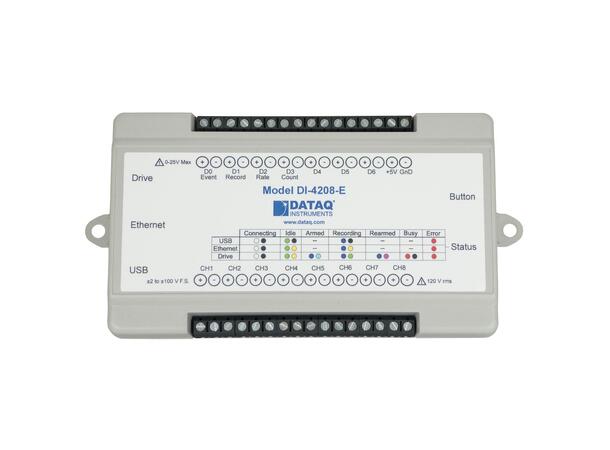 DI-4208-E-P, 4 or 8 channel ±2 to ±100 V PoE/USB DAQ, standalone, ch stretch