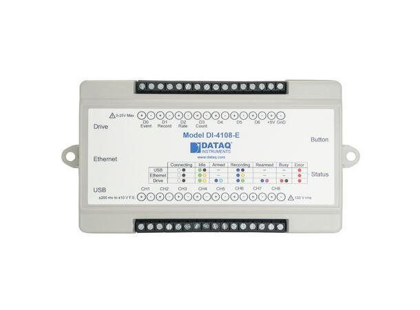 Dataq DI-4108-E-P  USB DAQ Data Logger 16-bit ADC, 160,000 S/s, Ethernet PoE